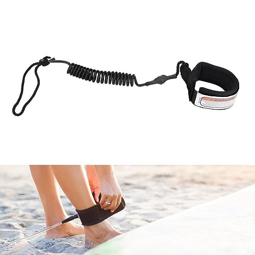 Leinggg Surfboard Leash, 5mm&5Ft Aufgerollte TPU Paddle Leash, Stand Up Paddle Board Knöchelriemen Sup Board Leash Aufgerollten TPU Sicherheit für Surfen (schwarz) von Leinggg