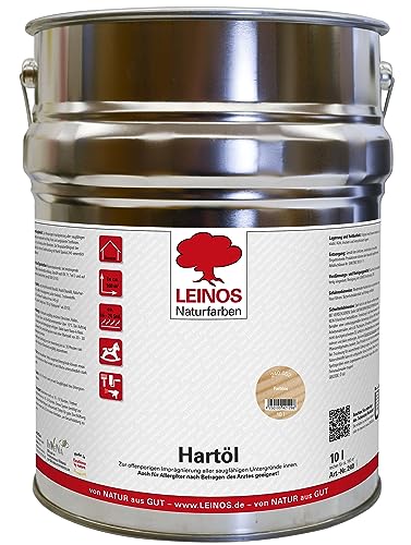 LEINOS Holzöl 10 l | Hartöl Farblos für Tische Möbel Arbeitsplatten | Teak Eiche Möbelöl für effektive Versiegelung und langanhaltenden Schutz im Innenbereich von Leinos Naturfarben