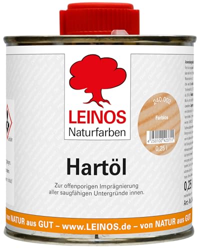 LEINOS Holzöl 250 ml | Hartöl Farblos für Tische Möbel Arbeitsplatten | Teak Eiche Möbelöl für effektive Versiegelung und langanhaltenden Schutz im Innenbereich von Leinos Naturfarben