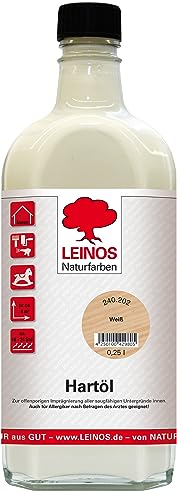 LEINOS Holzöl 250 ml | Hartöl Weiß für Tische Möbel Arbeitsplatten | Teak Eiche Möbelöl für effektive Versiegelung und langanhaltenden Schutz im Innenbereich von Leinos Naturfarben