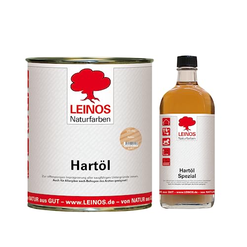 LEINOS Holzöl 750 ml im Set mit Hartöl Spezial 250 ml als Finish | Farbloses Möbelöl für stark beanspruchte Oberflächen | Effektive Versiegelung und langanhaltenden Schutz im Innenbereich von Leinos Naturfarben