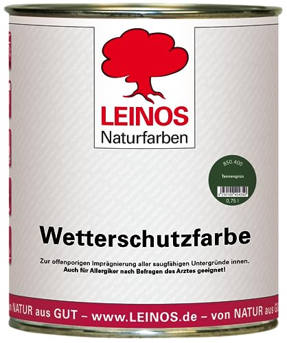 LEINOS Wetterschutzfarbe 750 ml | Tannengrün Holzlasur für Holzfassaden Fenster Gartenhäuser | wetterbeständige Deckfarbe, effektive Versiegelung, langanhaltender Schutz auf Ölbasis im Außenbereich von Leinos Naturfarben