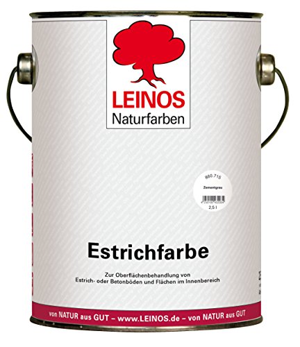 Leinos 860 Estrichfarbe für Innen, seidenglänzend 715 Zementgrau 2,5 l von Leinos Naturfarben