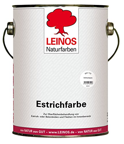 Leinos 860 Estrichfarbe für Innen, seidenglänzend 732 Anthrazitgrau 2,5 l von Leinos Naturfarben