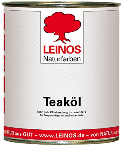 LEINOS 223 Teaköl für Außen 0,75l | Speziell für alle unbehandelten oder geölten Hölzer | Zäune, Pergolen, Kinderspielgeräte, Holzterrassen von Leinos Naturfarben