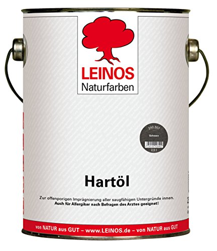 LEINOS Holzöl 2,5 l | Hartöl Schwarz für Tische Möbel Arbeitsplatten | Teak Eiche Möbelöl für effektive Versiegelung und langanhaltenden Schutz im Innenbereich von Leinos Naturfarben