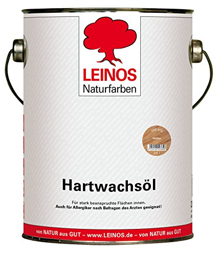 LEINOS 290 Hartwachsöl 2,5 Liter | farblos | sehr widerstandsfähige, seidenmatte Öl-Wachs-Harz-Beschichtung | Ideal für stark strapazierte Holzfußböden und Treppen von Leinos Naturfarben