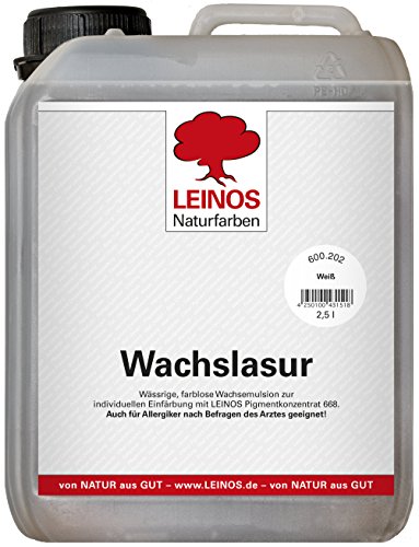 Leinos 600 Wachslasur für Innen 202 Weiß 2,5 l von Leinos