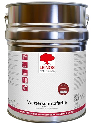 Leinos 855 Wetterschutzfarbe auf Wasserbasis 10,00 l Schweden-Rot von Leinos Naturfarben