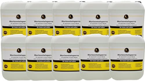 Leintrade Trockene Wand (100L) dauerhafte Horizontalsperre für innen und außen Verkieselung Kellerabdichtung Bohrlochinjektion 10x10L Inhalt von Leintrade