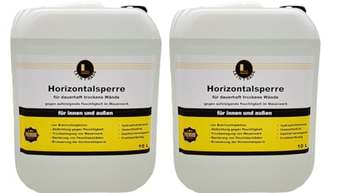 Leintrade Trockene Wand (20L) dauerhafte Horizontalsperre für innen und außen Verkieselung Kellerabdichtung Bohrlochinjektion 2x10L Inhalt von Leintrade