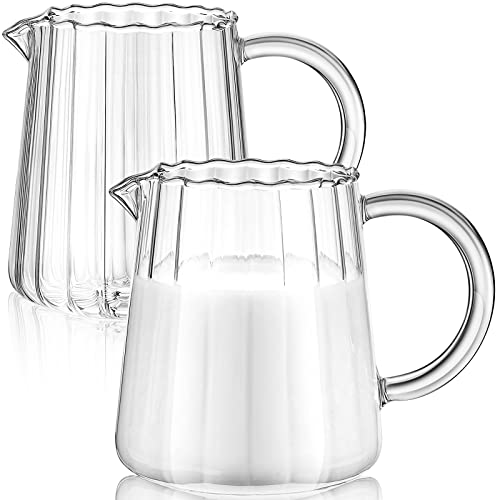 Leinuosen Glaskanne in eleganter Form, 2 Stück, für Tee, Kaffee, Milch, Milchkännchen, kreative Milchaufschäumer, Milchaufschäumer, Tasse, Sahnekännchen (Wellen-Stil, 250 ml) von Leinuosen