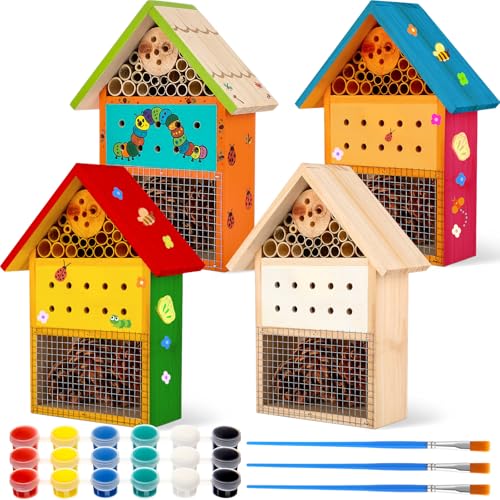 Leinuosen 4 Set Bug Hotel Kit, Holz DIY Zedernhandwerk zum Bauen von Biene, Hängendes Insektenhotel für Biene, Schmetterling, Marienkäfer, Nützlicher Insektenlebensraum, Pädagogisches Kit für Leinuosen 4 Set Bug Hotel Kit, Holz DIY Zedernhandwerk zum Bauen von Biene, Hängendes Insektenhotel für Biene, Schmetterling, Marienkäfer, Nützlicher Insektenlebensraum, Pädagogisches Kit für von Leinuosen