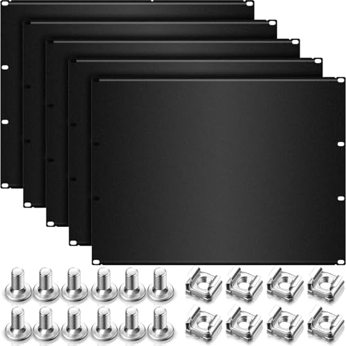 Leinuosen 5 Stück 8U Blank Rack Mount Panel Spacer Blank Panel Metall Rack Mount Plate Rack Filler Spacer Server Rack Zubehör für 48,3 cm Server Netzwerk Rack Schränke Gehäuse Schwarz von Leinuosen