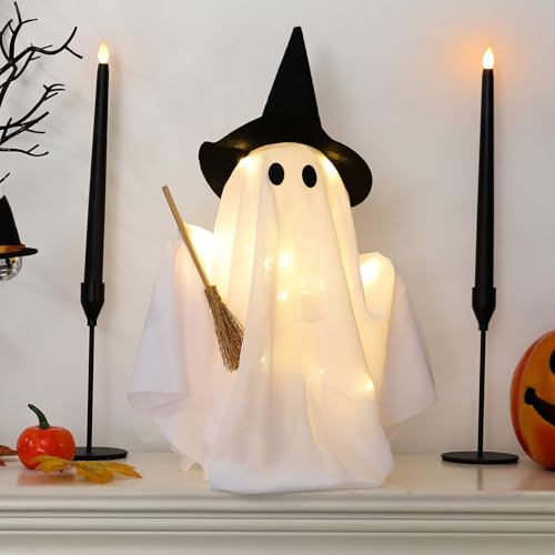 Leinuosen Beleuchtete Disco-Geister, Halloween-Dekorationen, gruselige Geister für den Innenbereich, mit Lichterkette, Hexenhüte, Besen, Halloween-Tischdekoration für Zuhause, Party, Tisch, Kaminsims Leinuosen Beleuchtete Disco-Geister, Halloween-Dekorationen, gruselige Geister für den Innenbereich, mit Lichterkette, Hexenhüte, Besen, Halloween-Tischdekoration für Zuhause, Party, Tisch, Kaminsims von Leinuosen