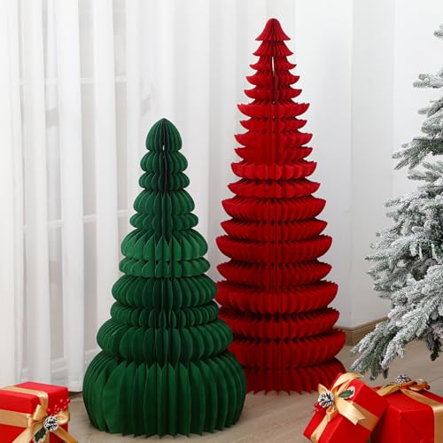 Leinuosen Weihnachtsbaumschmuck aus Papier, groß, 119 cm, 89 cm, Rot, Grün, 2 Stück Leinuosen Weihnachtsbaumschmuck aus Papier, groß, 119 cm, 89 cm, Rot, Grün, 2 Stück von Leinuosen