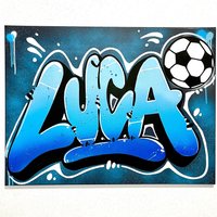 Name Als Graffiti, Personalisierte Leinwand Handgemalt, Gesprayt, Kein Druck, Streetart Für Zuhause, Geschenke Kinder, Dein von LeinwandLabor