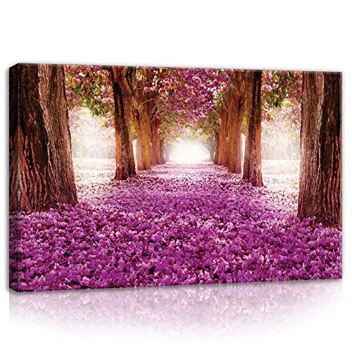 ForWall Bilder Canvas Lila Blumen Gasse - O4 (60cm. x 40cm.) Leinwandbilder Wandbild AMFPP10236O4 von Leinwandbild Consalnet