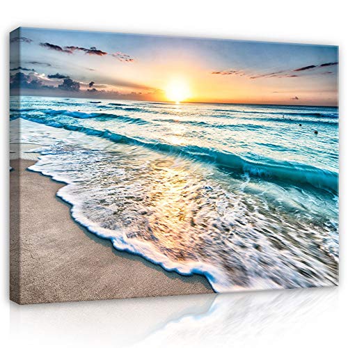 ForWall Bilder Canvas Strand Sonnenuntergang - O1 (100cm. x 75cm.) Leinwandbilder Wandbild AMFPP11040O1 von Leinwandbild Consalnet