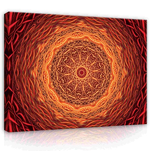 Forwall Leinwandbild Bilder Mandala Orient - Rot 80cm x 60cm - Kunstdruck modern Wandbilder XXL Wanddekoration Design Wand Bild 2417O6 von Leinwandbild Consalnet