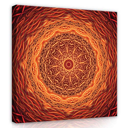 Forwall Leinwandbild Bilder Mandala Orient - Rot 80cm x 80cm - Kunstdruck modern Wandbilder XXL Wanddekoration Design Wand Bild 2417O2 von Leinwandbild Consalnet