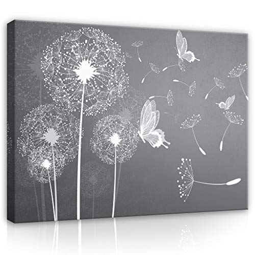 Forwall - Leinwand Bilder - Pusteblume Blumen Natur grau Pusteblumen - 100x75 cm Leinwandbilder - Bild auf leinwand - Wandbild XXL groß Wandbilder für Wohnzimmer Schlafzimmer Wohnzimmerbilder Modern von Leinwandbild Consalnet