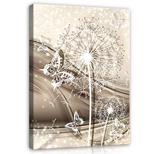 Forwall Leinwandbild Bilder Pusteblume 80cm x 60cm - Kunstdruck modern Wandbilder XXL Wanddekoration Design Wand Bild - Blumen Natur grau Pusteblumen 2438O6 von Leinwandbild Consalnet