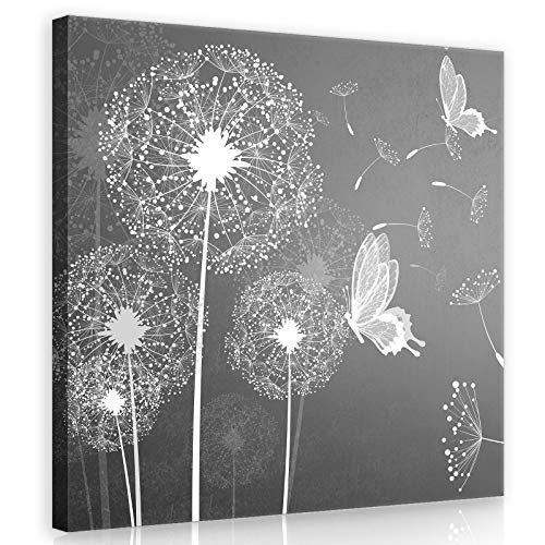 Forwall Leinwandbild Bilder Pusteblume 80cm x 80cm - Kunstdruck modern Wandbilder XXL Wanddekoration Design Wand Bild - Blumen Natur grau Pusteblumen PP10227O2 von Leinwandbild Consalnet