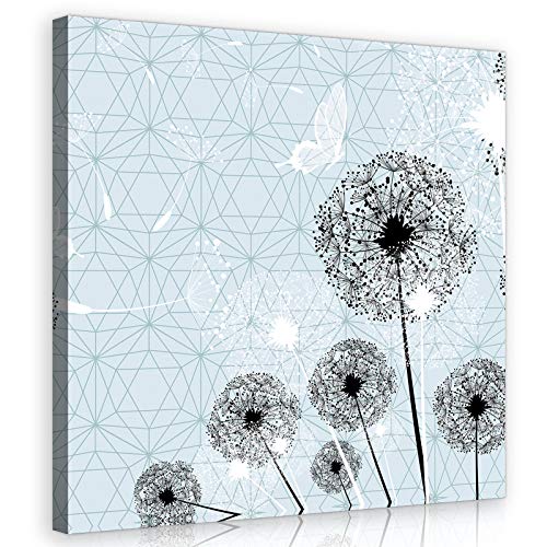 Forwall Leinwandbild Bilder Pusteblume 80cm x 80cm - Kunstdruck modern Wandbilder XXL Wanddekoration Design Wand Bild - Blumen Natur grau Pusteblumen PP11237O2 von Leinwandbild Consalnet