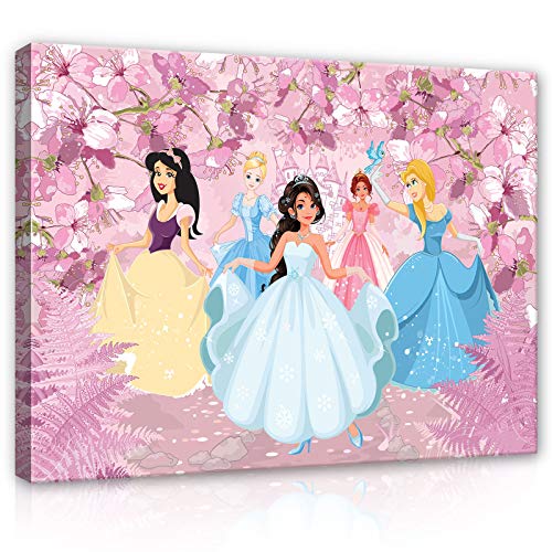 Forwall Leinwandbild Canvas Prinzessin Kinderzimmer Blumen - Mädchen Schloss Wandbilder für Kinder Bild Kunstdruck Kinderbild Wanddekoration 13236O6 80cm x 60cm von Leinwandbild Consalnet