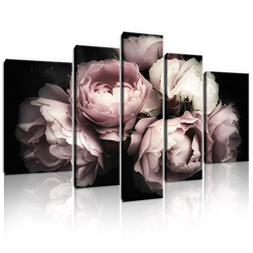 Forwall Leinwandbild CanvasBlumen Rose - Natur Blume Rosa Pflanzen modern Wandbilder Bild Wohnzimmer Schlafzimmer PS13299S4A 170cmx100cm [1x30x100/2x30x80/2x40x60] von Leinwandbild Consalnet