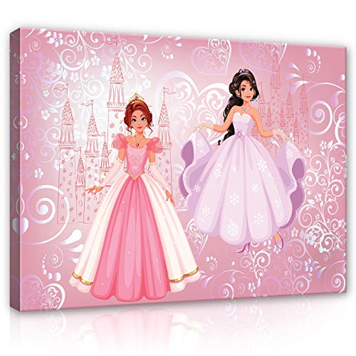 Forwall Leinwandbild Kinderzimmer Mädchen Prinzessin 60x40 cm - Rosa Canvas Wandbilder für Kinder Bild Kunstdruck Kinderbild Wanddekoration von Leinwandbild Consalnet