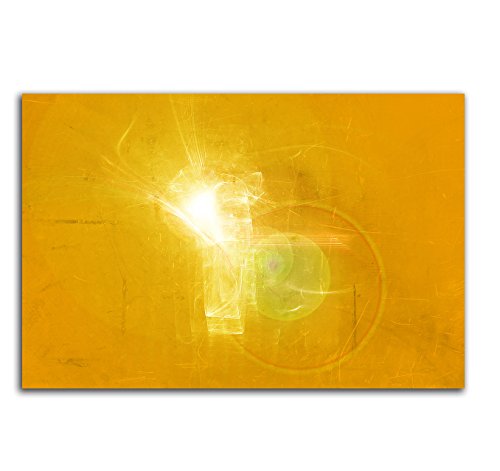100x70cm Abstrakt048_Leinwandbild Lichtpunkt Abstrakte Kunst gelb weiß Kunstdruck auf Leinwand zeitloses Wohnambiente TOP moderne Wandgestaltung von Leinwandbilder 100x70cm