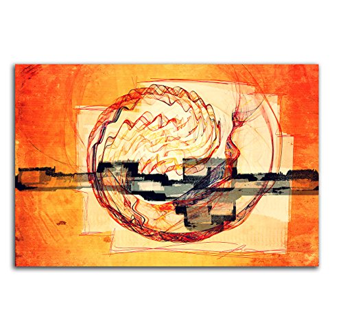Abstrakte Bilder 100x70cm Abstrakt251 Kunstdruck auf Leinwand orange beige schwarz rot gelb fertig bespannt Einteiler von Leinwandbilder 100x70cm