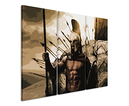 Leinwandbild 3 teilig 300_Leonidas_3x90x40cm (Gesamt 120x90cm) _Ausführung schöner Kunstdruck auf echter Leinwand als Wandbild auf Keilrahmen von Leinwandbilder 3teilig 130x90cm