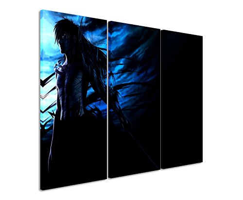 Leinwandbild 3 teilig Kurosaki_Ichigo_Mugetsu_Bleach_3x90x40cm (Gesamt 120x90cm) _Ausführung schöner Kunstdruck auf echter Leinwand als Wandbild auf Keilrahmen von Bilderwelten