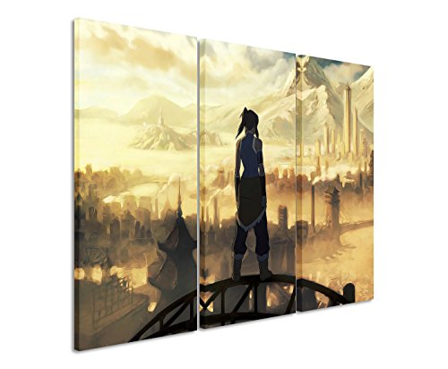 Leinwandbild 3 teilig The_Legend_of_Korra_3x90x40cm (Gesamt 120x90cm) _Ausführung schöner Kunstdruck auf echter Leinwand als Wandbild auf Keilrahmen von Leinwandbilder 3teilig 130x90cm