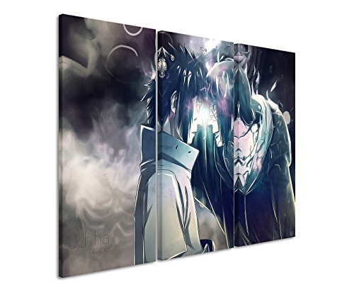 Leinwandbild 3 teilig Uchiha_Brothers_Naruto_3x90x40cm (Gesamt 120x90cm) _Ausführung schöner Kunstdruck auf echter Leinwand als Wandbild auf Keilrahmen von Bilderwelten