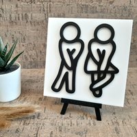 3D Text Mini Schild, Wc Bild, Bad Deko, Toilettenschild, Gäste Baddeko, Klosprüche, Sprüche, Badezimmer Deko von Leinwandfabrik