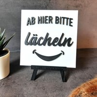 3D Text Mini Schild Mit Lustigen Spruch Lachen Wohnzimmer Küche Flur Eingang Wanddeko Tischdeko Familienbild Eingangsbereich von Leinwandfabrik