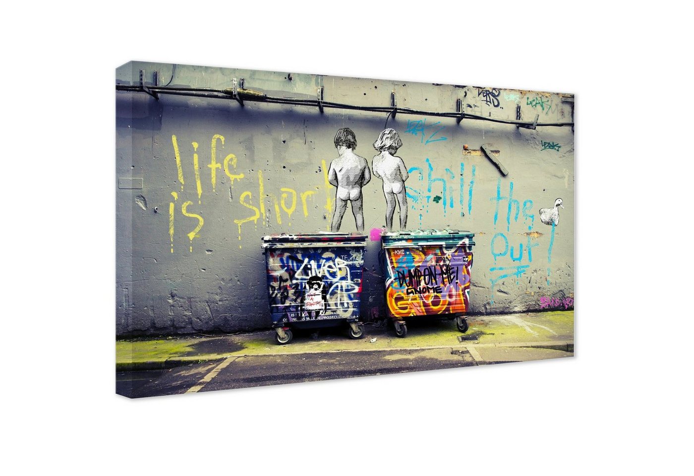Leinwando Gemälde Banksy Bilder Leinwand Life is short / Leinwandbild von Leinwando