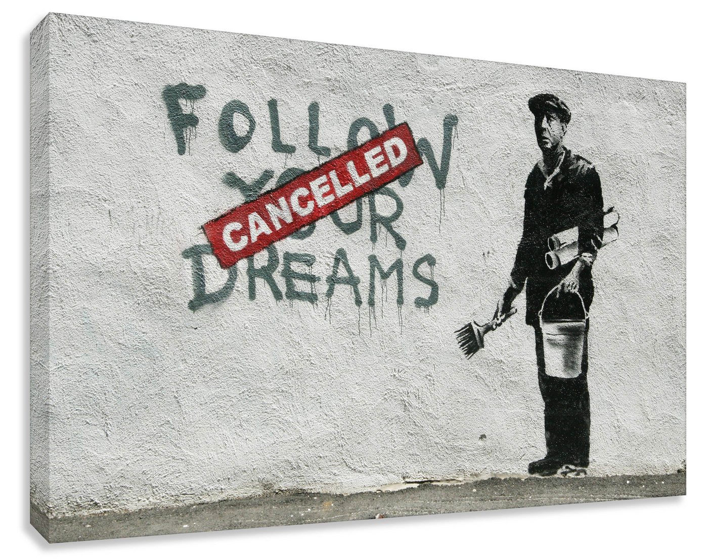 Leinwando Gemälde Banksy Pop Art Bilder / Dreams are Cancelled - Keine Träume / Street Art Graffiti Styled Leinwandbild zum aufhängen von Leinwando