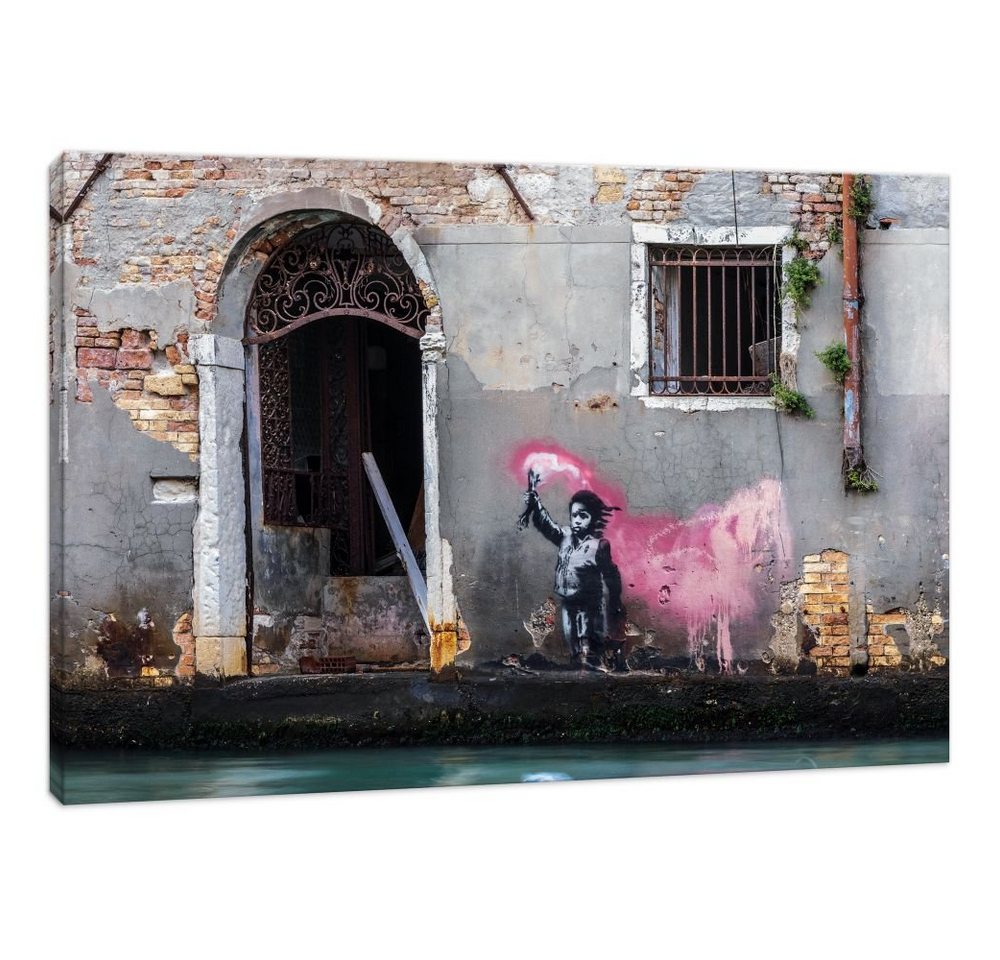 Leinwando Gemälde Banksy bilder auf Leinwand / Pink signal / street art wandbilder von Leinwando