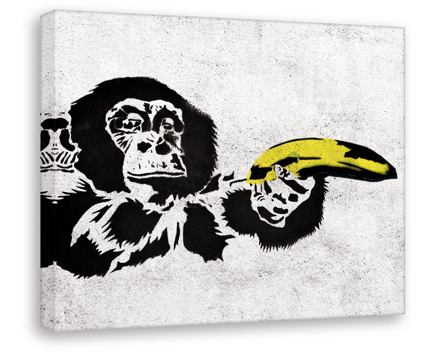 Leinwando Gemälde Banksy bilder banana Affe Gun / streetart Leinwandbilder Graffiti kunst wandbild von Leinwando