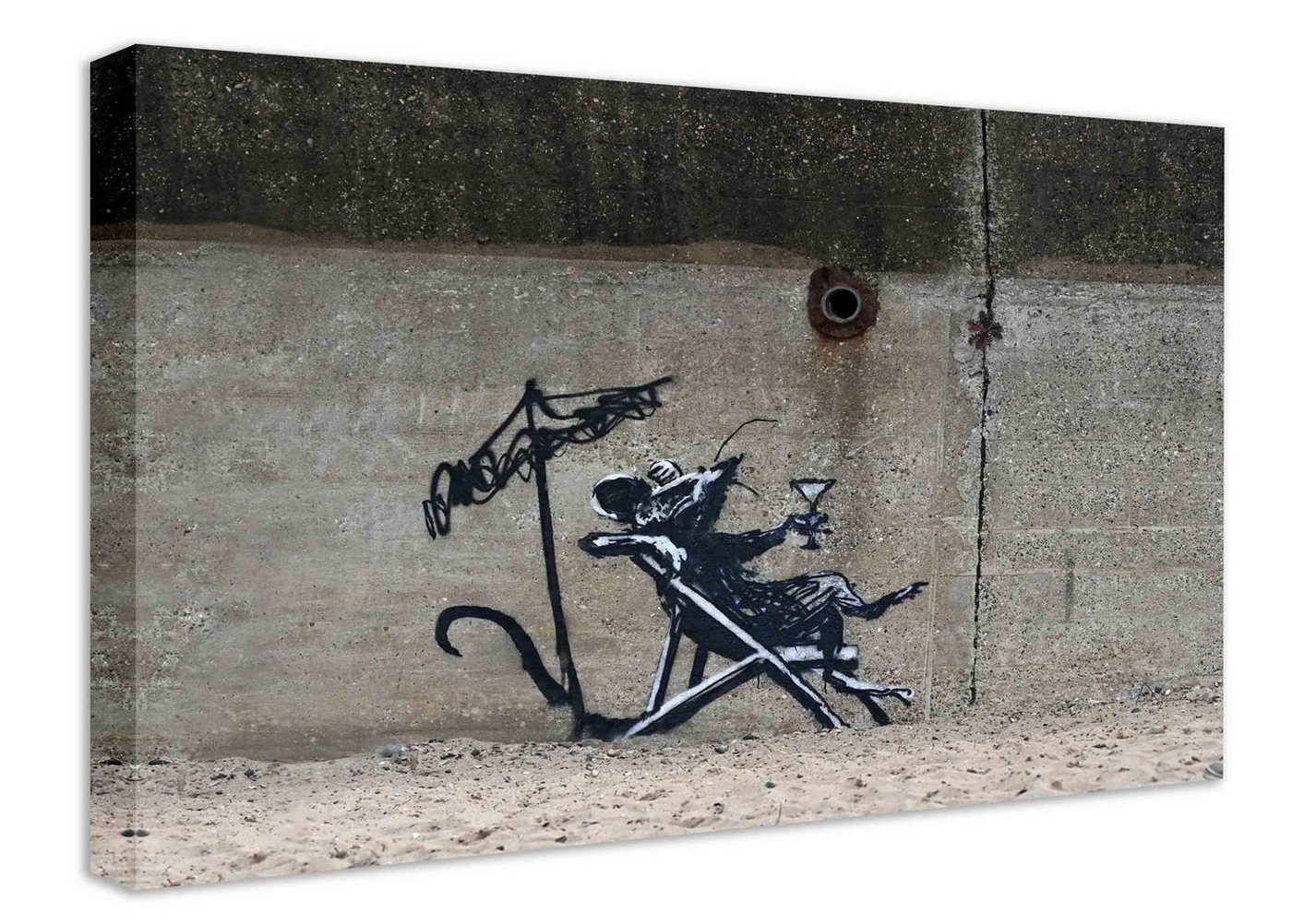 Leinwando Gemälde Gemälde / Chill Relax - Banksy Street Art Graffiti / Wanbild fertig zum aufhängen von Leinwando