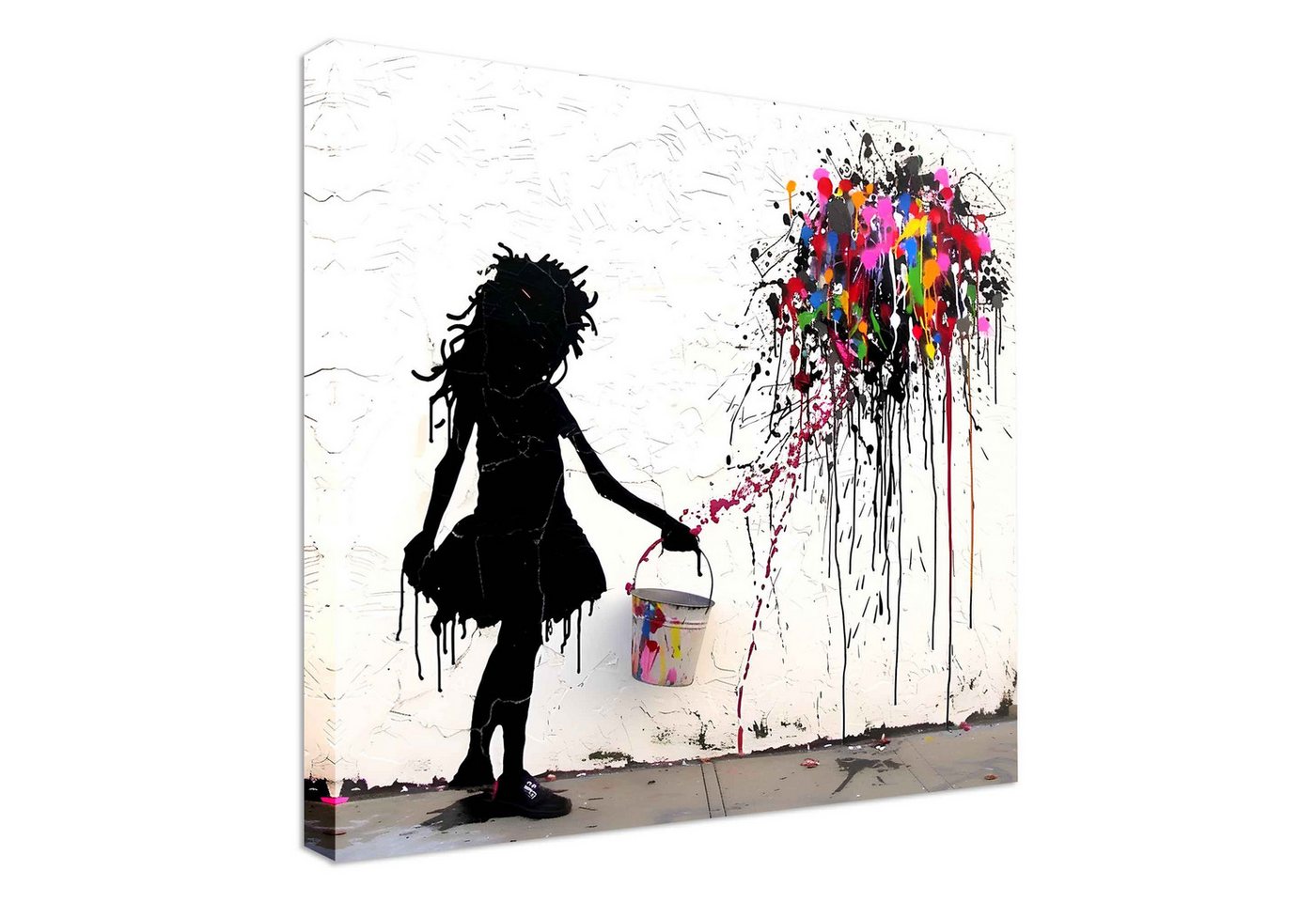 Leinwando Gemälde Leinwandbild Banksy Color Crash - Popart bilder / kunstdruck von Leinwando