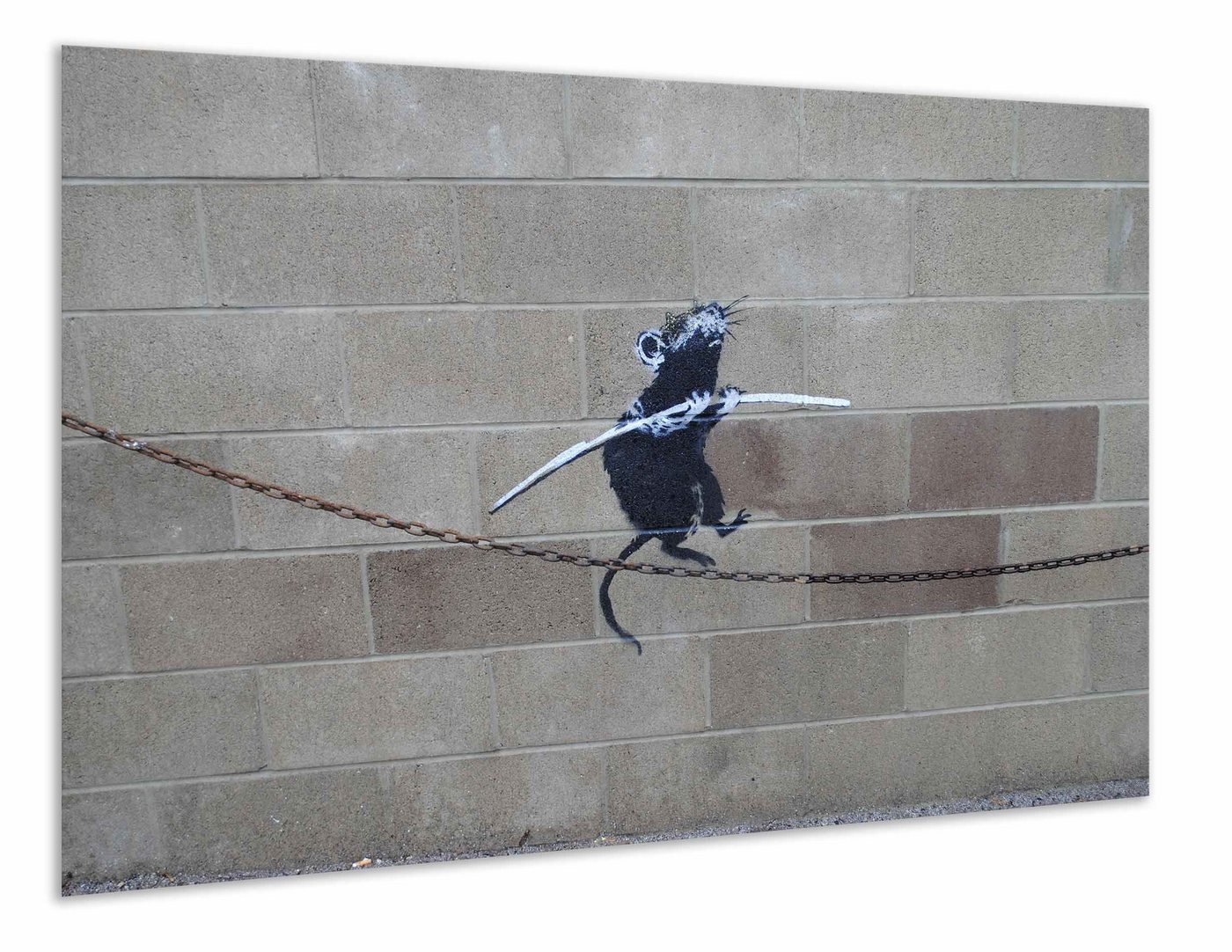 Leinwando Gemälde Wandbild / Banksy Akrobatik Ratte - Quer / Street Art Graffiti Leinwandbild fertig zum aufhängen in versch- Größen von Leinwando
