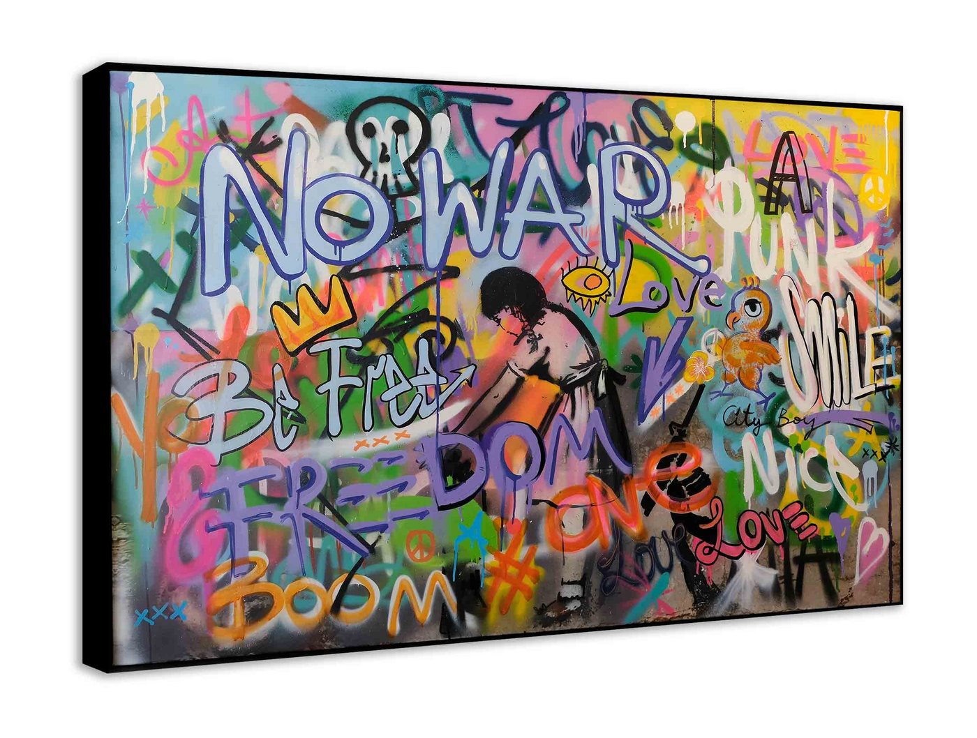 Leinwando Gemälde Wandbild / Freiheits-tags - Freedom Tags - Street Art Graffiti Quer / Leinwandbild fertig zum aufhängen in versch- Größen von Leinwando