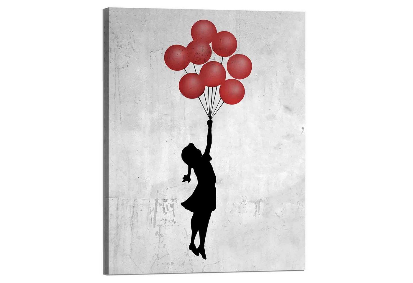 Leinwando Leinwandbild Wandbild BallonGirl BW - Hoch / Streetart Graffiti zum Aufhängen von Leinwando