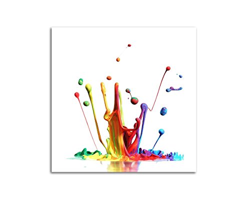 Leinwandbild Abstrakte Bunte Spritzer Blubb auf Leinwand und Keilrahmen. Beste Qualität, handgefertigt in Deutschland! 60x60cm von Leinwandparadies